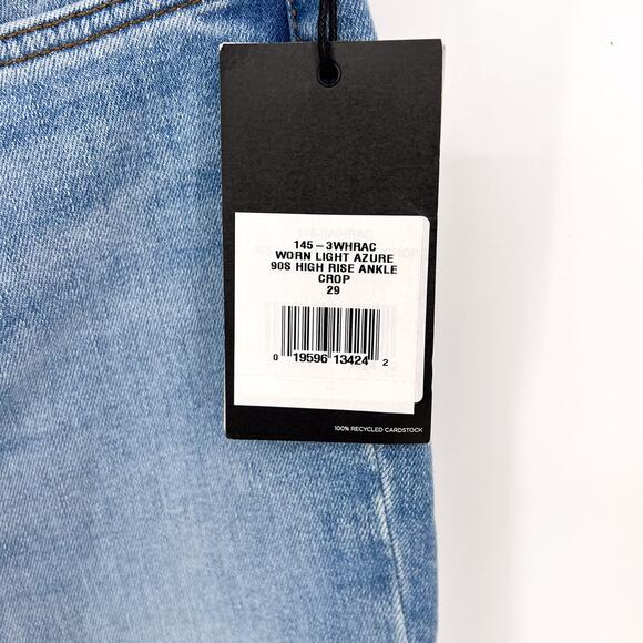 RE/DONE NWT 90s High-Rise Ankle Crop Jeans Worn Light Azure Women’s Size 29 - Picture 4 of 8